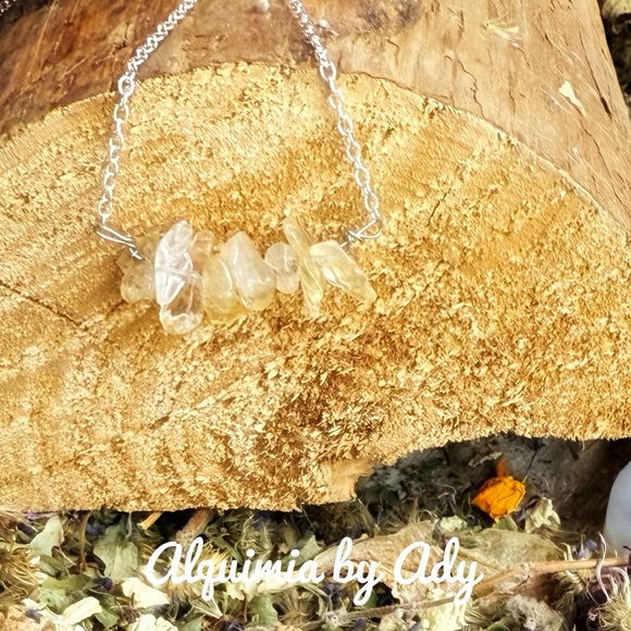 Alquimia Jewelry - 925 silver citrine balanced bar short necklace
